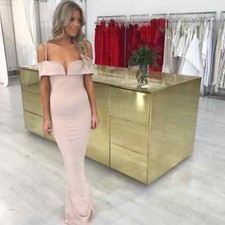 NWT Nookie Dress Pretty Woman Gown Cold Shoulder Mermaid in Sand