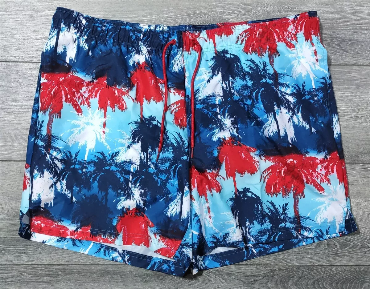 Red white and blue mens swim trunks sale