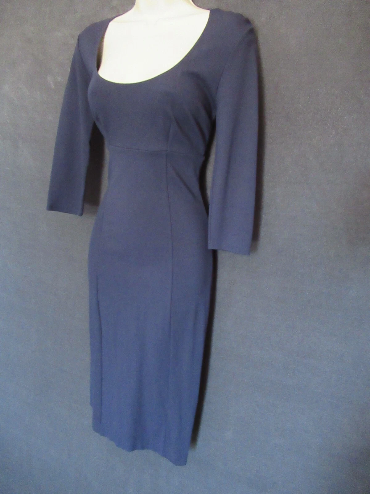 UNDERCOVER Abito Victoria's Secret sexy blu navy spesso elasticizzato manica 3 4 aderente midi balze 4