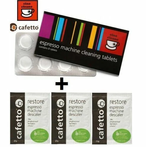 BREVILLE Espresso Coffee Machine Cleaning Tablets + Organic Descaler Cino Cleano