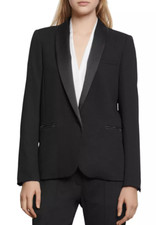Sandro Women's Nesrine Satin-Trim Blazer Black Size 34 US Size 2   5614