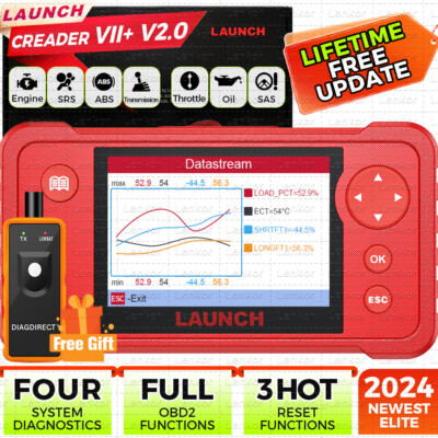 2024 LAUNCH X431 Creader VII+ OBD2 Diagnostic Scanner ABS SRS Fault Code Reader