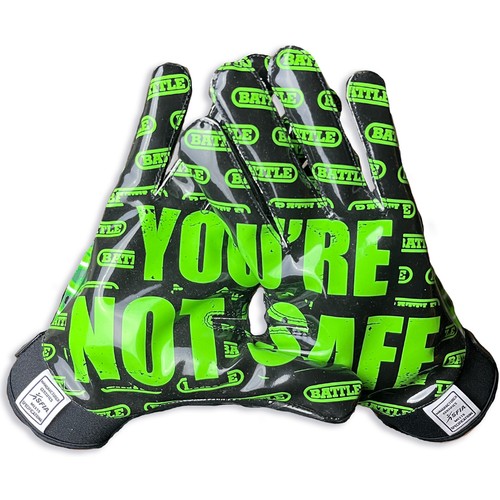 Battle Sports Nightmare You're Not Safe Football Receiver Handschuhe - Neon Grün - Bild 1 von 3