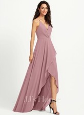 JJ’s HOUSE 18W A-line V-Neck Asymmetrical Chiffon Bridesmaid Dress Vintage Mauve