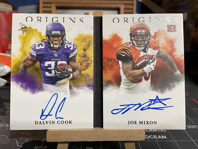 2017 Panini Origins Rookie Stars Dual Auto 5/10 Dalvin Cook/Joe Mixon on card  
