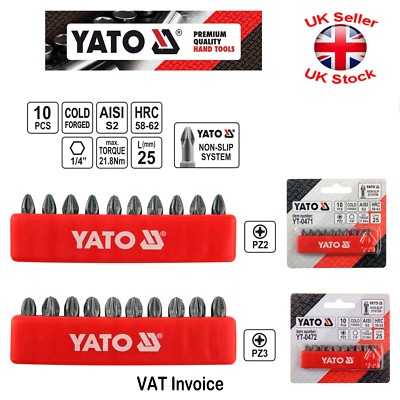 Yato Professional RUTSCHFEST 25 mm (1'') YT-0470-2 Bits Pozidriv PZ1 PZ2 PZ3 10 STCK.
