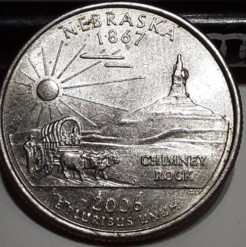 2006 P Die Chip Error Obverse / Reverse  On Chimney Rock Nebraska State Quarter