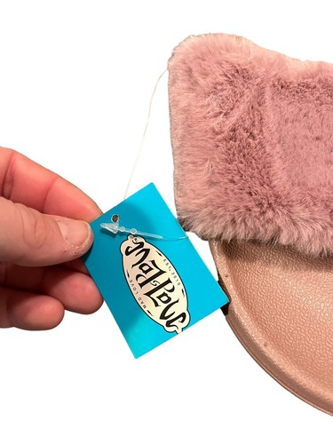 NWT Mad Love Slippers Women's Size 10 Phoebe Sandal Slip On Mauve Color Faux Fur - Picture 7 of 9