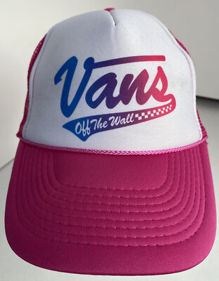 Vans Off The Wall Skateboarding Pink Mesh SnapBack Baseball Cap Hat