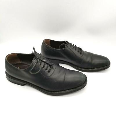 A.testoni Mens 70216 Black Leather Round Toe Lace Up Comfort Oxford Shoes Size 7