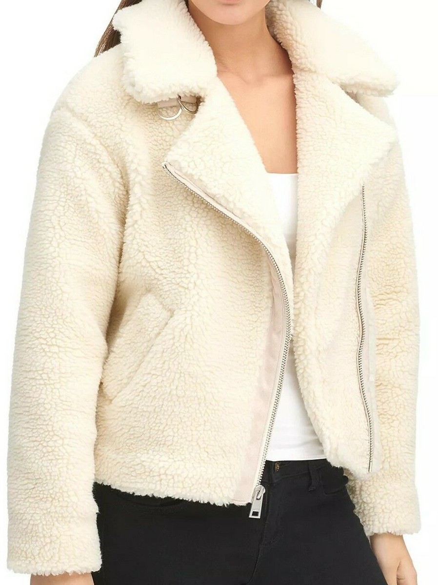 Levi's Women's White Sherpa Oversize Moto Jacket Size 2XL | eBay