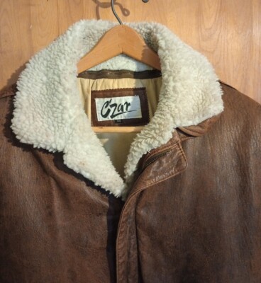 VINTAGE 80's CZAR LEATHER BOMBER JACKET RARE SIZE 44 DETACHABLE