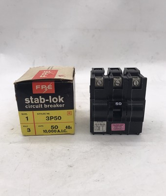 HOUSTON STOCK NEW FEDERAL PACIFIC 3P50 STAB-LOK NA 50 AMP FREE 2DAY AIR SHIPPING