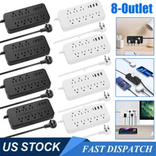 Wall Mountable USB Surge Protector Power Strip with USB Ports 8 Outlet Plugs US