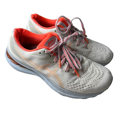 Asics Womens Gel Kayano White Orange Running Shoes Sneakers Size 9.5 EUR 41.5
