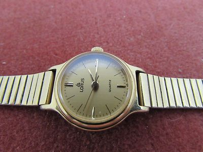 Vintage Damen voll funktionsfähige Lorus Armbanduhr größenverstellbar Metallband
