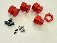Arrma Vendetta 4x4 3S Hub Adapters convert 14mm to 17mm hex Red