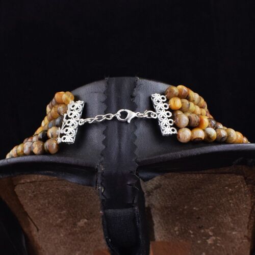 5 Strand 961 Cts Natural Tiger Eye Round Shape Beaded Necklace Jewelry AK 22E492 - Picture 8 of 8