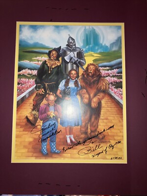 WIZARD OF OZ DISPLAY POSTER SIGNED BY MUNCHKIN MICKEY CARROLL 28'' x 22''