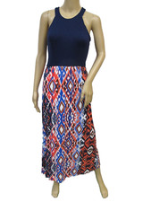 Envi Stretch Knit Navy & Abstract Print Racerback Maxi Dress Size XS