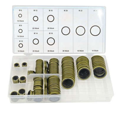 150-tlg. Bonded Seal Dichtring Sortiment M6-M24 Ölablass-Schrauben-Dichtung Satz
