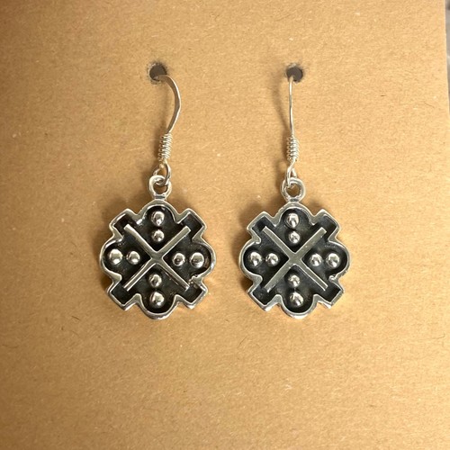 Pendientes colgantes estilo cruz saltire de plata de ley 925 oxidada