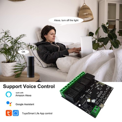 Modulo Interruttore Wi-Fi 4 relè con app Tuya compatibile Alexa e Google - 第 3/10 張圖片