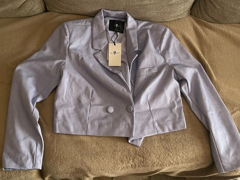Seven For All Mankind Womens Crop  Jacket Violet/ Sz L/faux Leather NWT