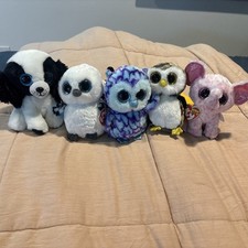 Lot of 5, 5 Beanie Boos Plush Stuffed Animals Ty With Tags