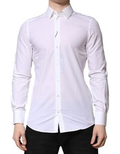 Dolce & Gabbana White MARTINI Long Sleeves Dress Formal Men's Shirt