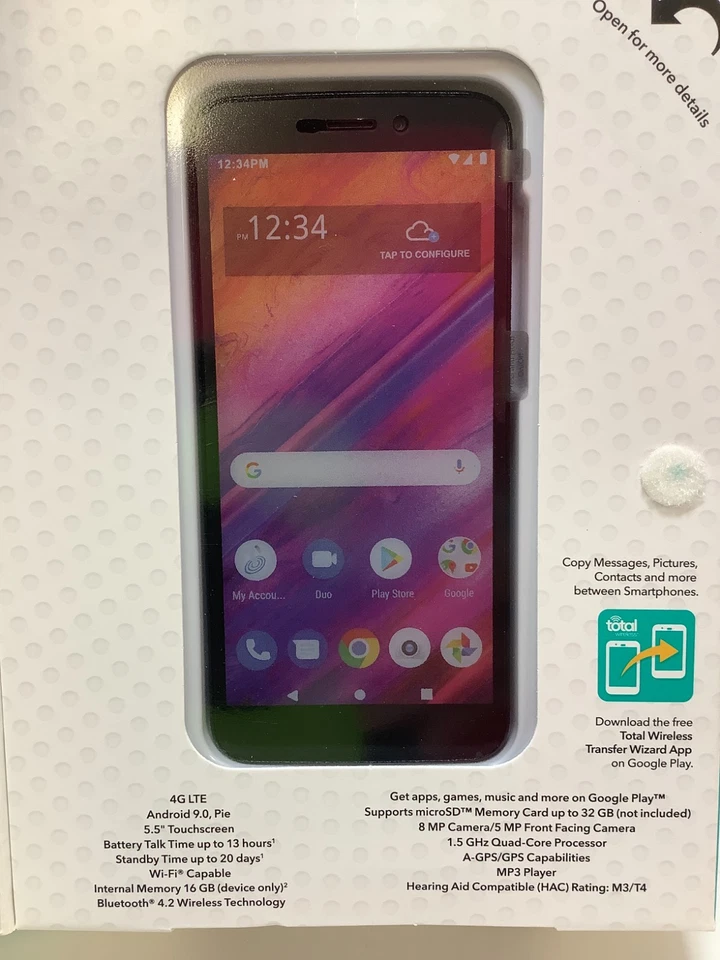 Total Wireless Blu View 1 4G LTE Prepaid Smartphone Black 16GB, Network Locked - Image 3 of 4