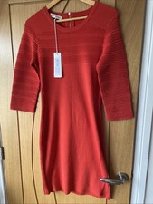 Abito donna STEFANEL arancione body com manica 3/4 UK grande filato italiano nuovo con etichette
