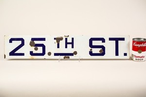 ORIGINAL PORCELAIN ENAMEL STREET SIGN -25TH STREET