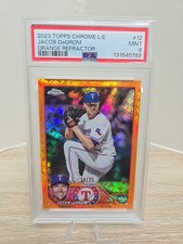 2023 Topps Chrome Jacob DeGrom Logofractor Edition Orange /25 #12 PSA 9