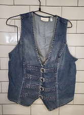 VTG Chicos Womens Sz. Med 36 VEST Denim Cowgi...