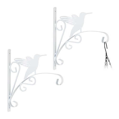 2 ganchos macetas pared blancos Perchas exterior colibrí Colgador jardín hierro - Imagen 1 de 8