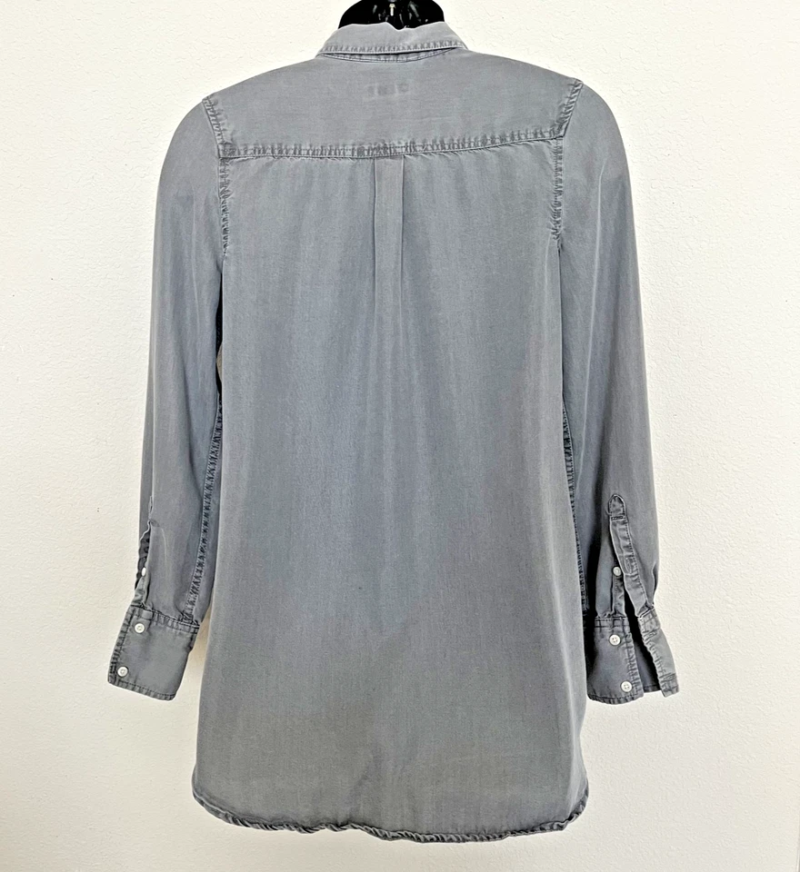 Merona Shirt Mens Medium Gray Button Casual Preppy Cotton Norm core Career - Image 3 of 4