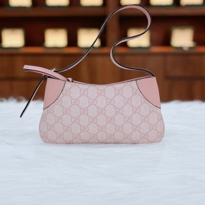 Gucci Jackie 1961 Mini Hobo Bag Pink GG Canvas Leather Gold