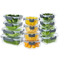 24 Pieces Glass Meal Prep Containers, Glass Food Storage Containers with Lids...