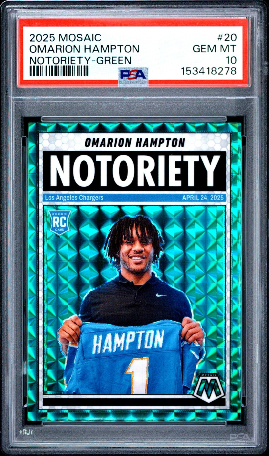 Omarion Hampton Panini Mosaic Notoriety #20 Green