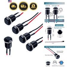 5pcs 12mm Latching Push Button Switch Raised Head ON-Off Normally Open with P...