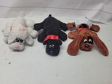 Vintage 1980's Pound Puppies Plush Toys Black Dog White Poodle Newborn Furries