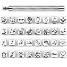 33 PCS Leather Stamping Tool Set, 32 PCS Leather Stamps Patterns  1 Stamping...