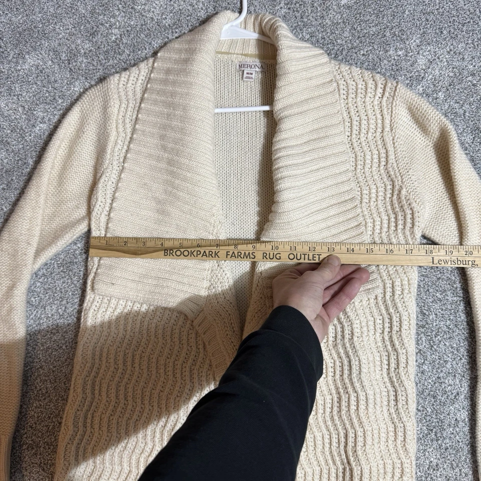 Cárdigan suéter Grandmacore para mujer talla mediana frente abierto acogedor cuello chal acogedor Foto 3 de 4