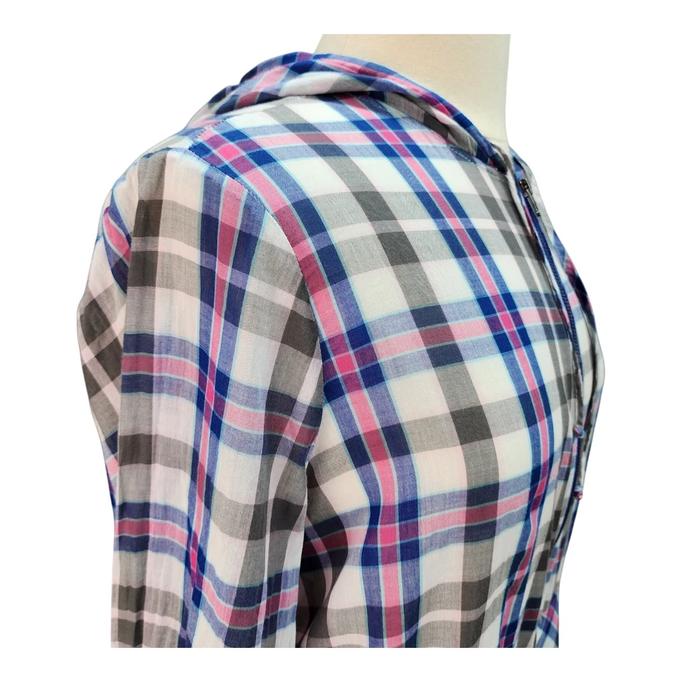 Chaqueta Torrid Para Mujer 1X 14-16 Cuadros Larga Línea Cremallera Con Capucha Preppy Capa Costera Foto 4 de 4