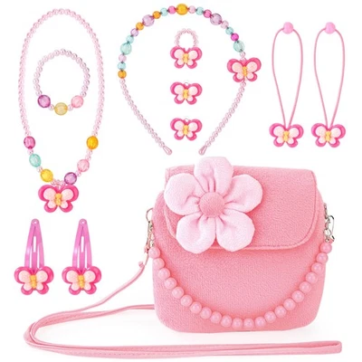 Bijoux Enfant Petite Fille Peluche Sac à Main Portefeuilles, Ensemble Bijoux Enfants... - Photo 1/4