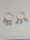 Vintage 14k.Yellow Gold Jade Ball Dangle Hoop  Pierced Earrings 2.4 Grams — photo 10