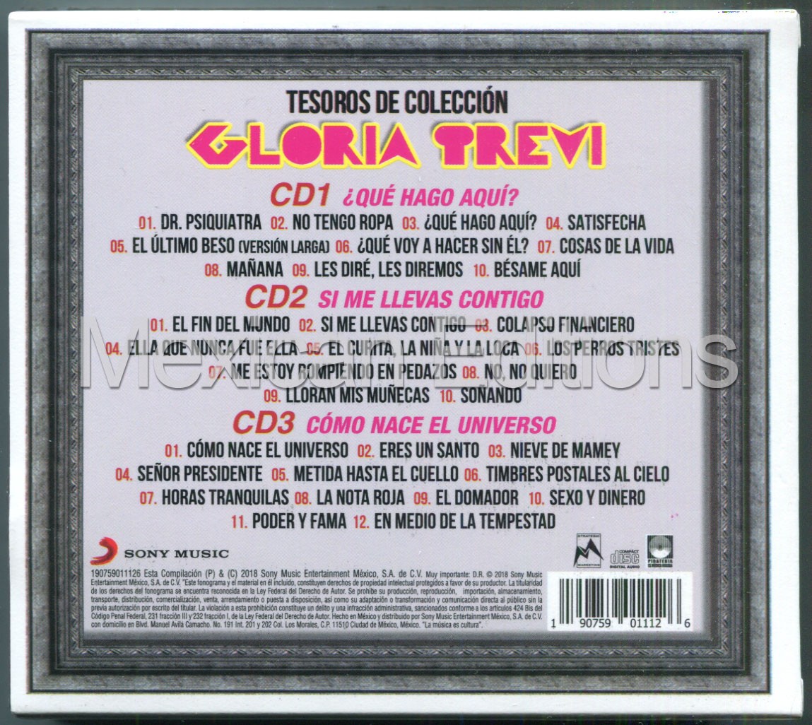 Gloria TREVI Tesoros De Coleccion Includes 3 Cd's Now for