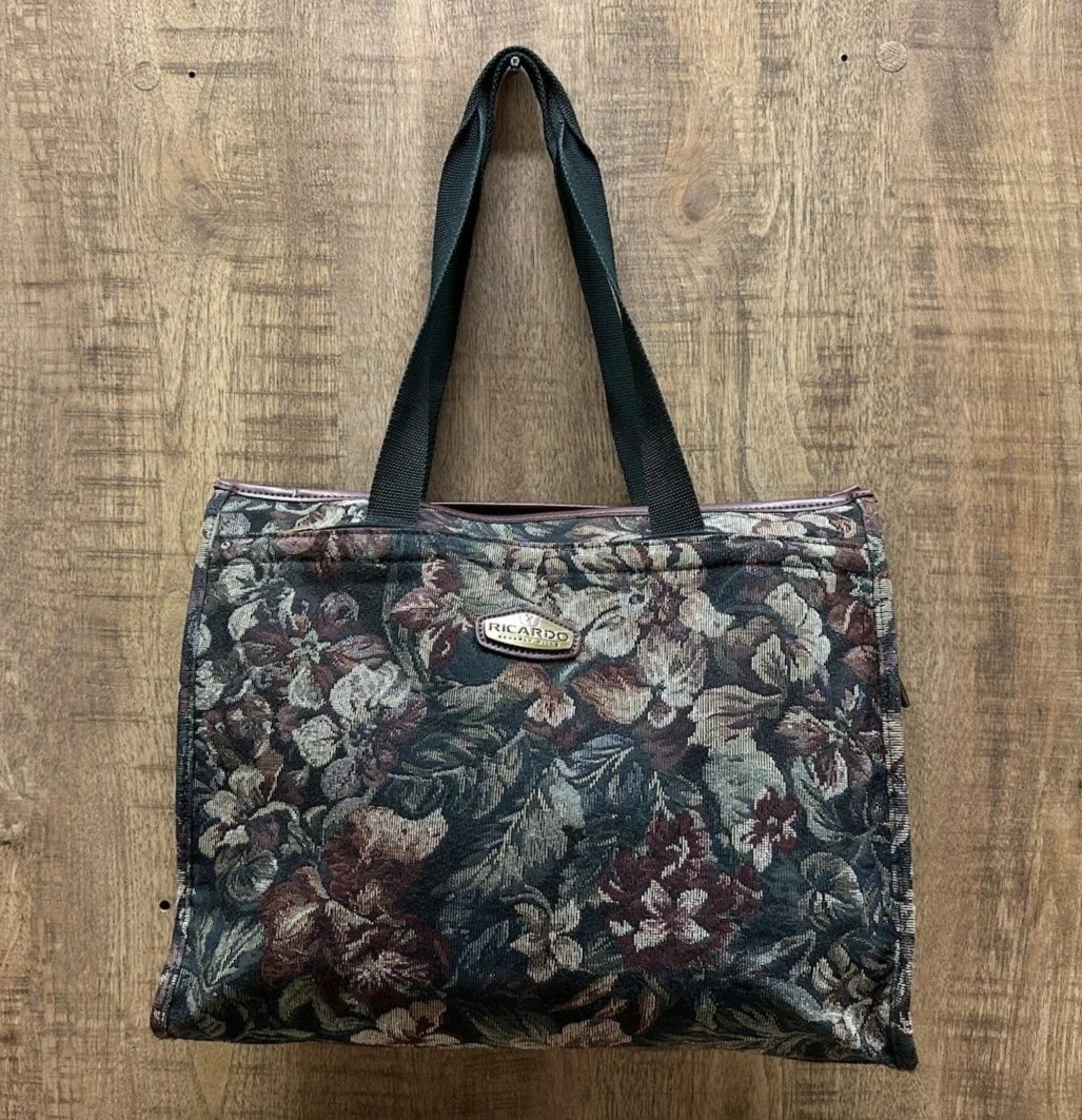 Sac fourre-tout en lin noir : sac bio à fleurs brodées - France