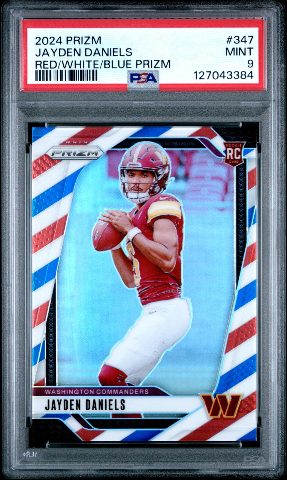 2024 Panini Prizm Jayden Daniels Red White Blue Prizm #347 PSA 9 MINT RC Rookie